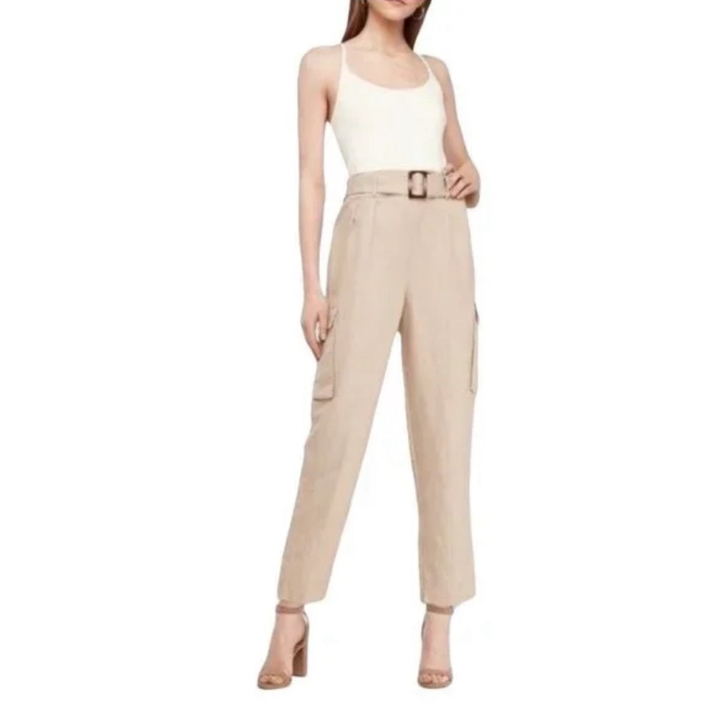Express Belted Linen Blend Utility Jumpsuit